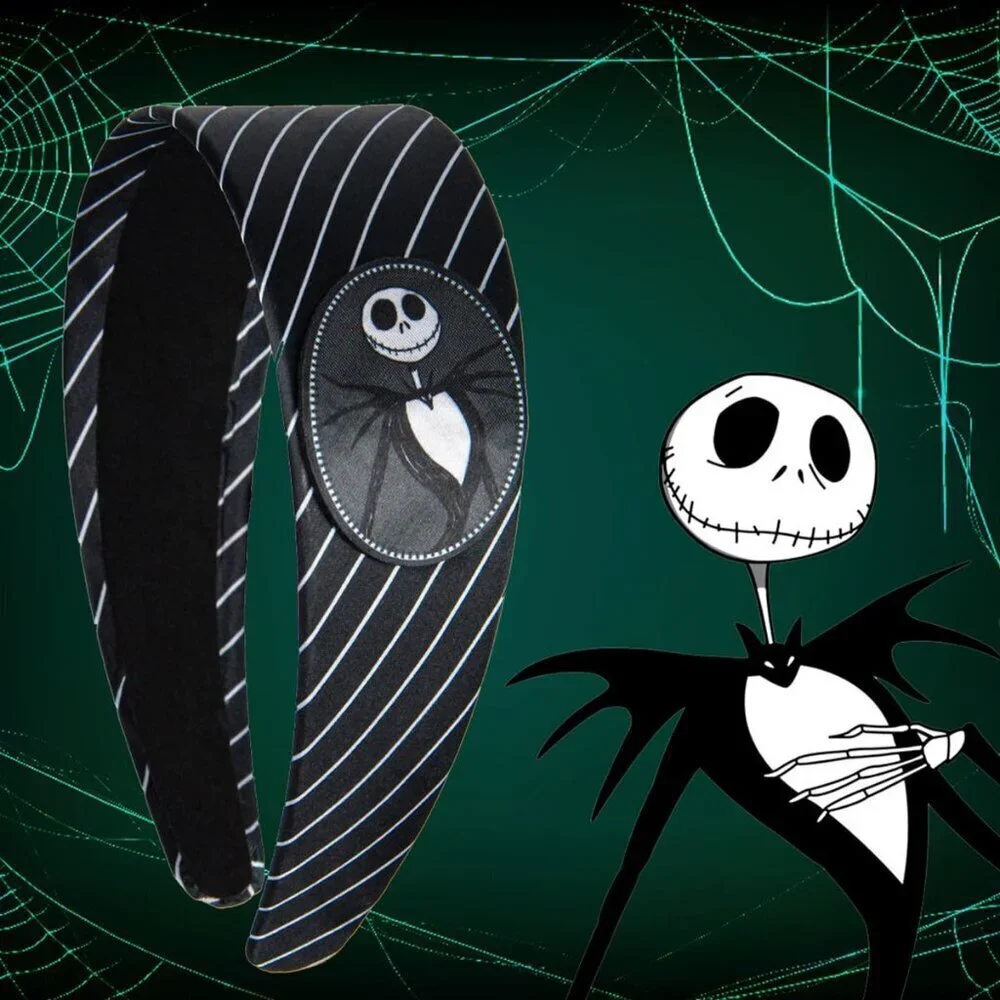 Women Girls Jack Skellington Satin Headband Halloween Cosplay Gift